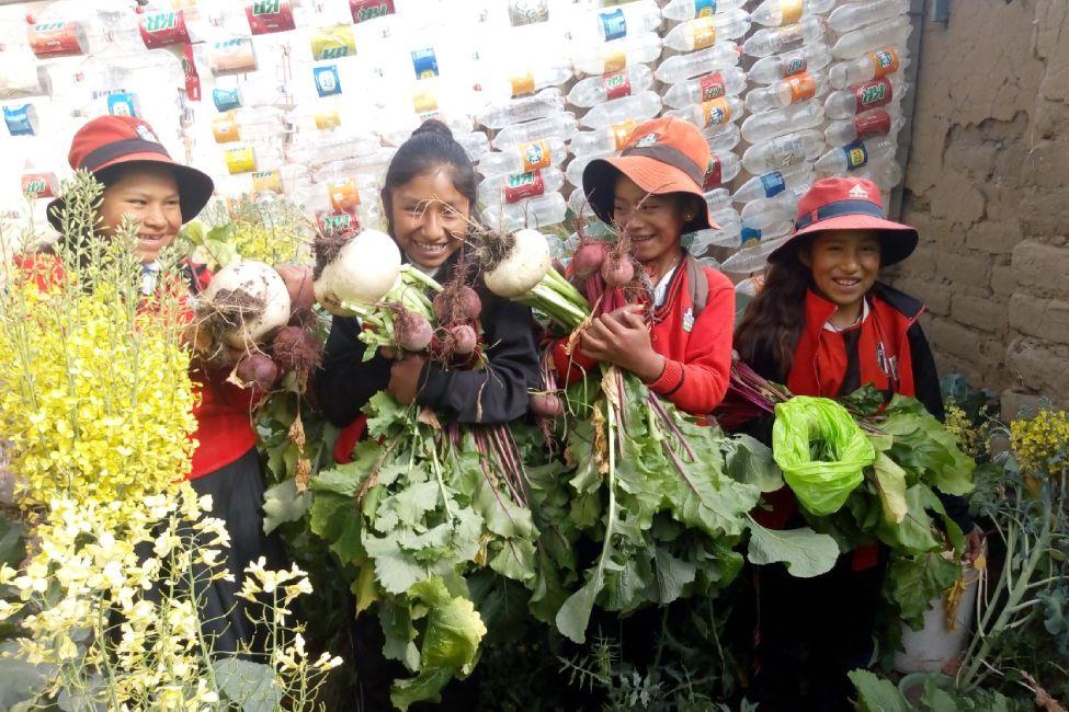 Mujeres mostrando cultivos Mujeres mostrando cultivos
